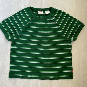 Levi's Green and White Mini crop top